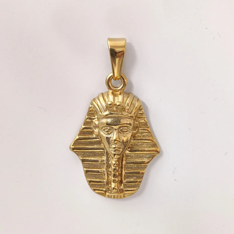 18K Gold Plated Stainless Steel Pendant Vintage Egyptian Pharaoh Portrait Lion Skull & Ghost Hand Charms Trendy Jewelry Vera Lux