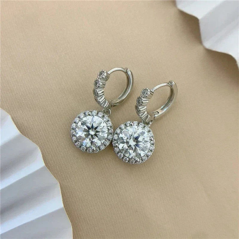 NeeTim 3ct Moissanite Diamond Drop Earrings for Women Lab Diamond 925 Sterling Silver with Gold Plated Wedding Party Jewelry Vera Lux