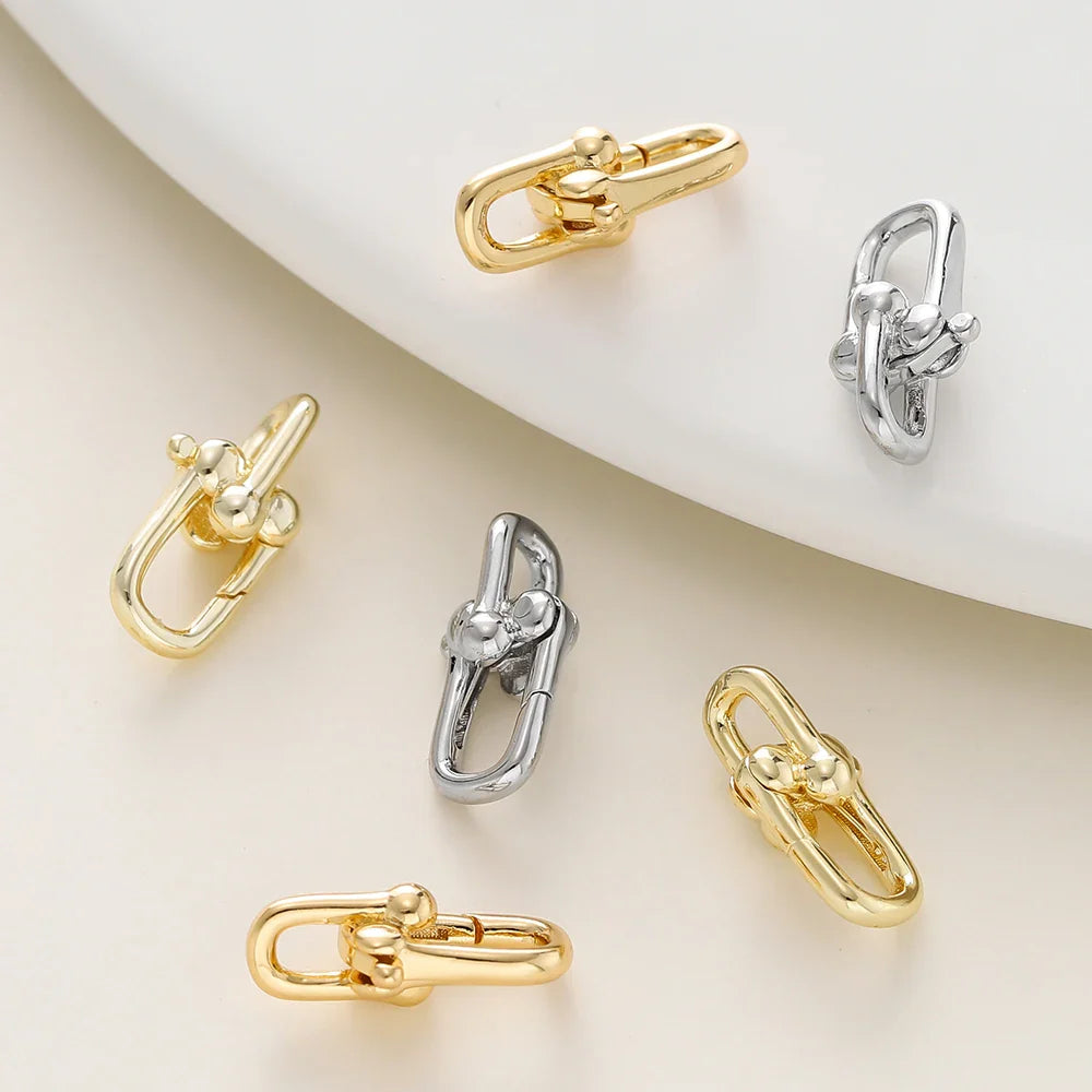 2Pcs/Pack 14/18K Gold Plated Spring Clasps Brass U Shape Lobster Clasp Connector for DIY Jewelry Bracelet Making Accessories Vera Lux