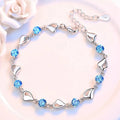 URBABY 925 Sterling Silver Bracelet Jewelry High Quality Retro Heart Wedding Shaped Cubic Zirconia Length 17CM+4CM Vera Lux