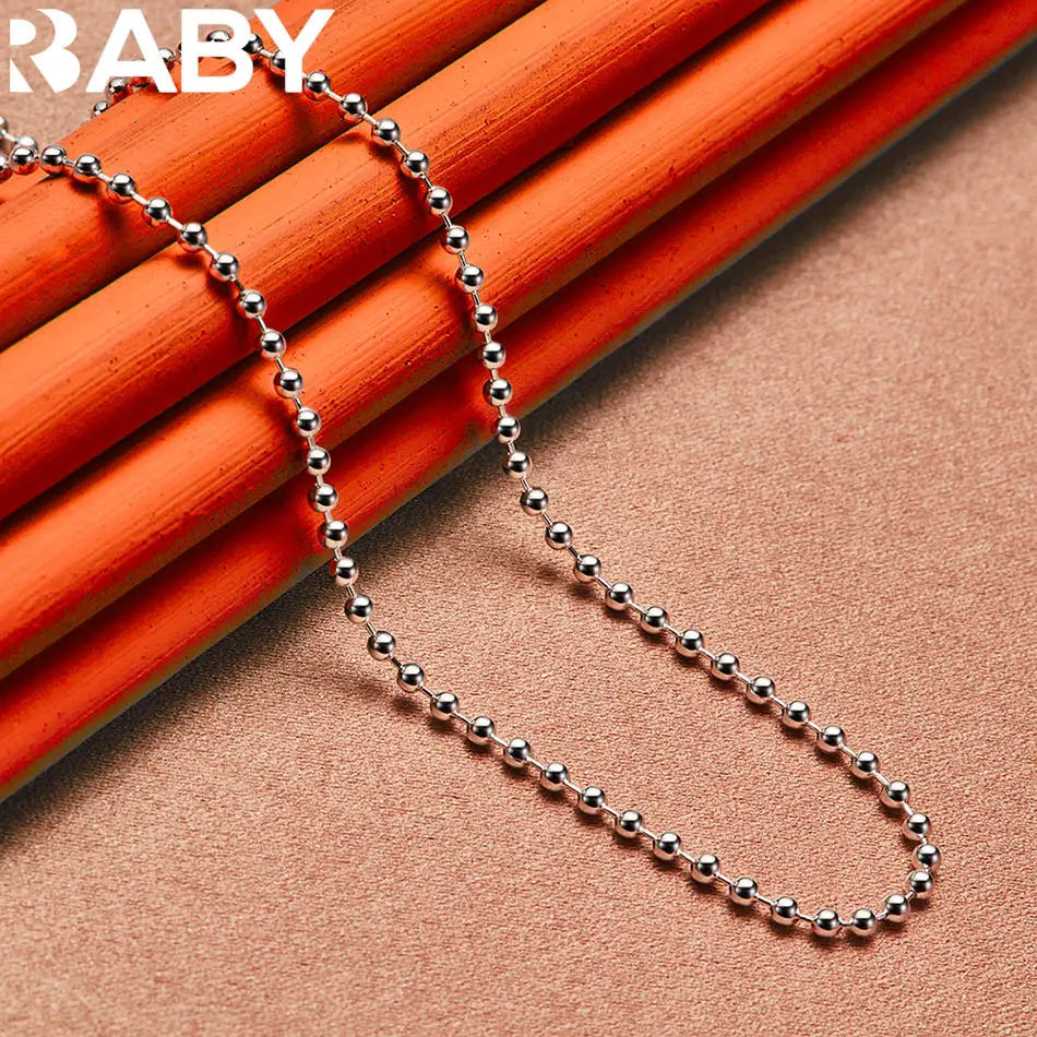 URBABY 925 Sterling Silver 40-75cm 2mm Beads Necklace For Women Anniversary Gift Popular Wild Fashion Romantic Jewelry Vera Lux