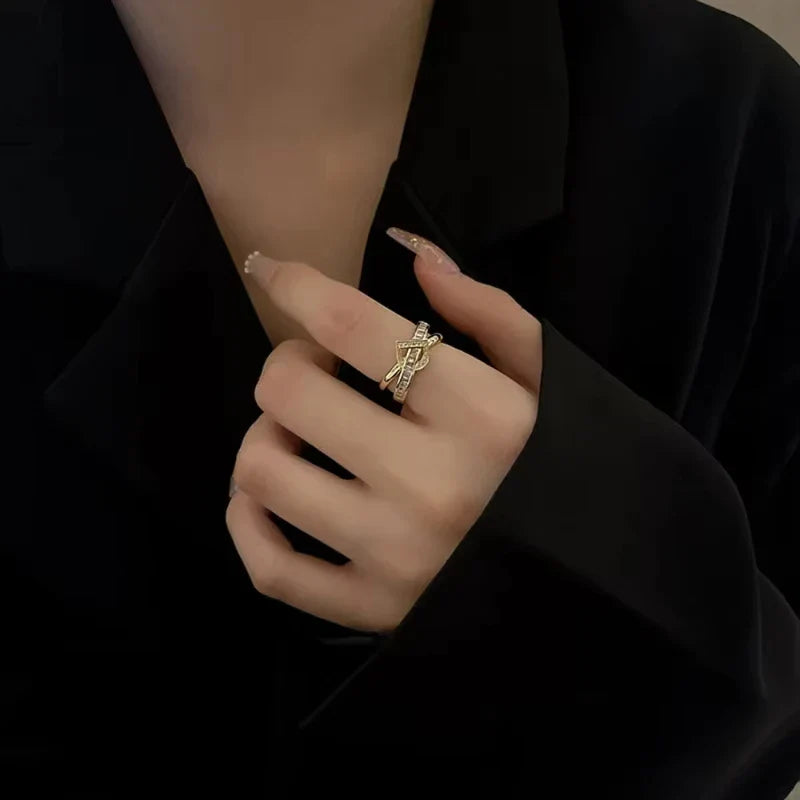 Korean Punk Cubic Zirconia adjustable ring for Women Office Party Friends Gifts Jewelry Accessories Vera Lux