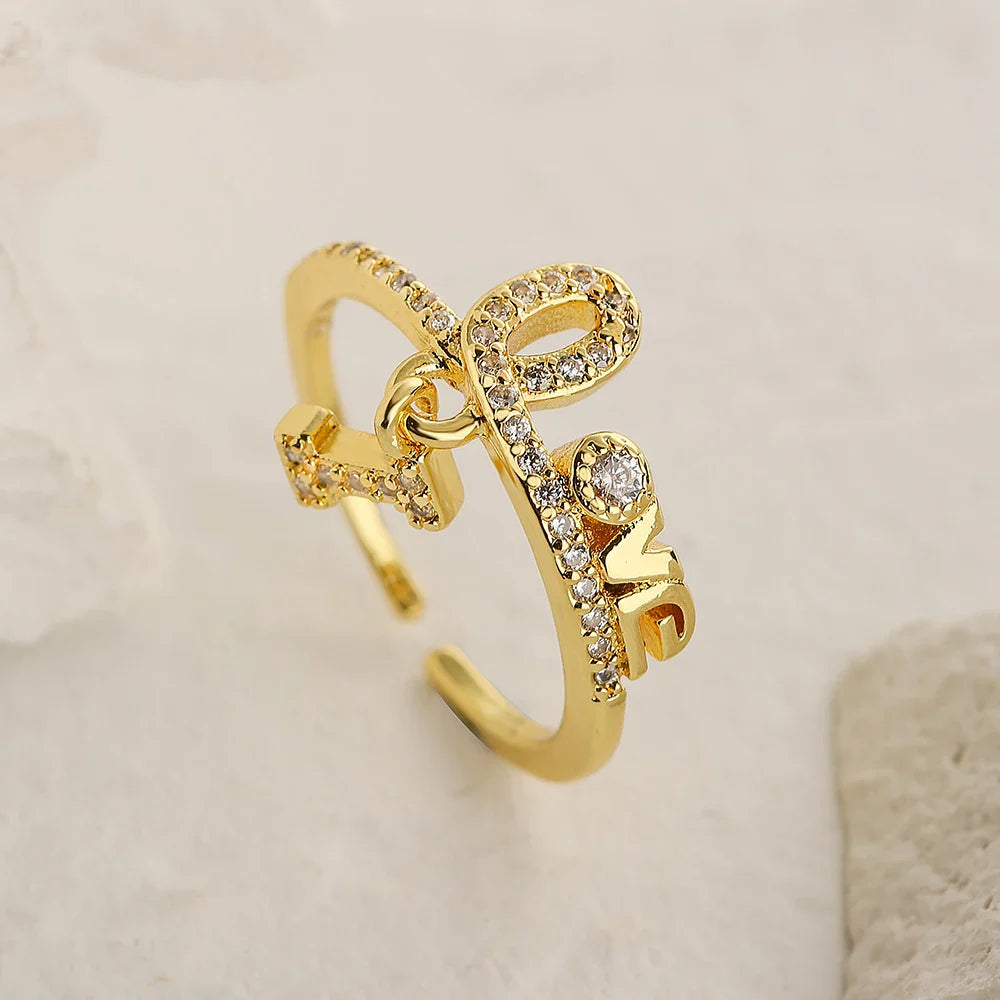 NEWBUY Unique Design Heart Lock Love Open Rings For Women Girl Gold Color High Quality Engagement Jewelry Femme Bijoux Vera Lux