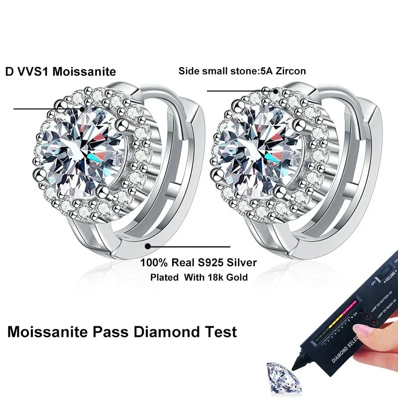 NeeTim 1ct 6.5mm Moissanite Earrings for Women S925 Sterling Silver with 18k Gold Plated Diamond Ear Studs Wedding Party Jewelry Vera Lux