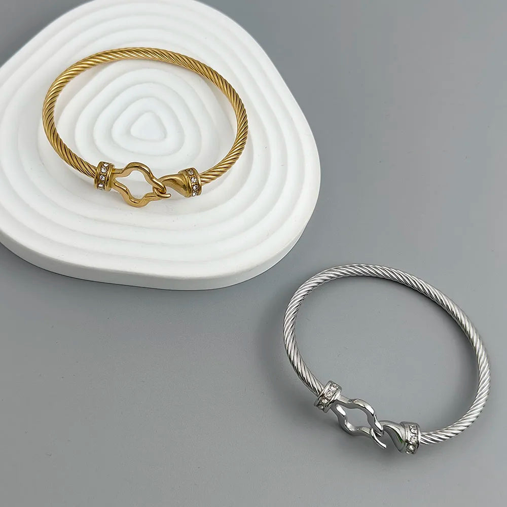 New steel wire button zircon four-leaf clover gold-plated bracelet 18K, high-quality waterproof couple bracelet, wife gift Vera Lux