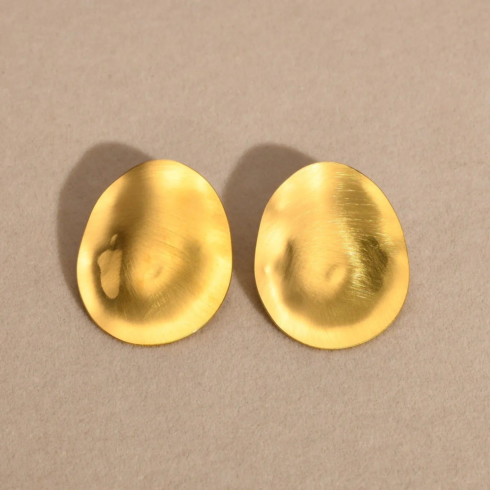 Matt Large Stainless Steel Stud Earring for Women, Pairs Chic Oval Irregular Ear Jewely Vera Lux