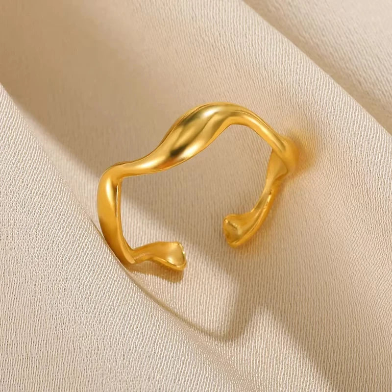 316L Stainless Steel Rings for Women Gold Color Multilayer Geometric Open Ring Vintage Waterproof Wedding Aesthetic Jewelry Gift Vera Lux