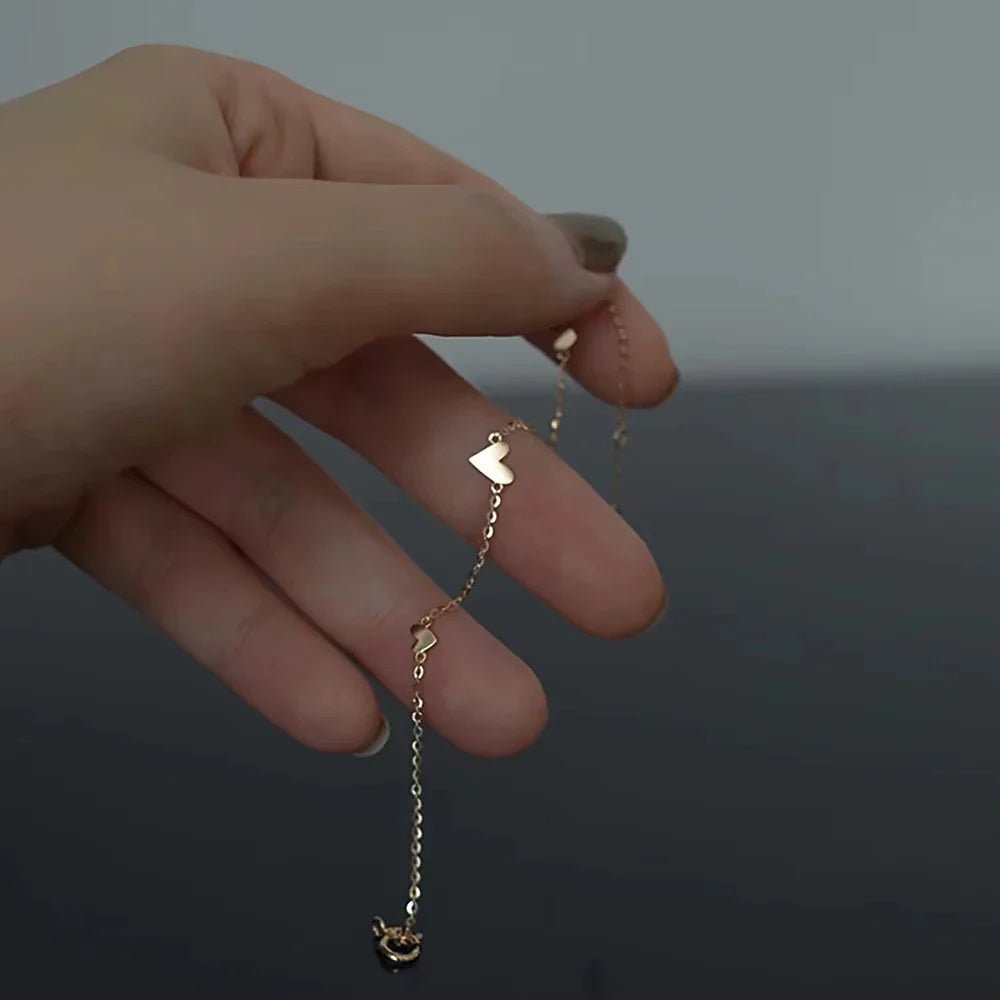 Fashion 316L Stainless Steel Love Heart Bracelet for Women Tiny Gold-Plated Clavicle Chain Girl Wedding Party Charm Jewelry Gift Vera Lux
