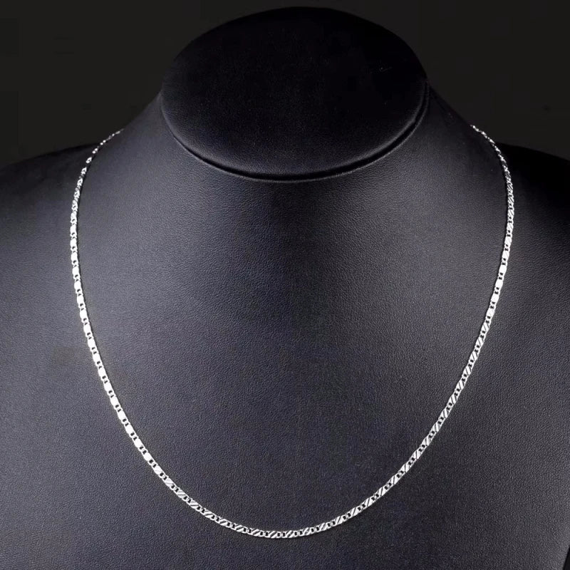 New Luxury 925 Sterling Silver Special 2MM Flat Clavicle Chains Necklaces for Men Women Wedding Jewelry Christmas Gifts 40-75cm Vera Lux