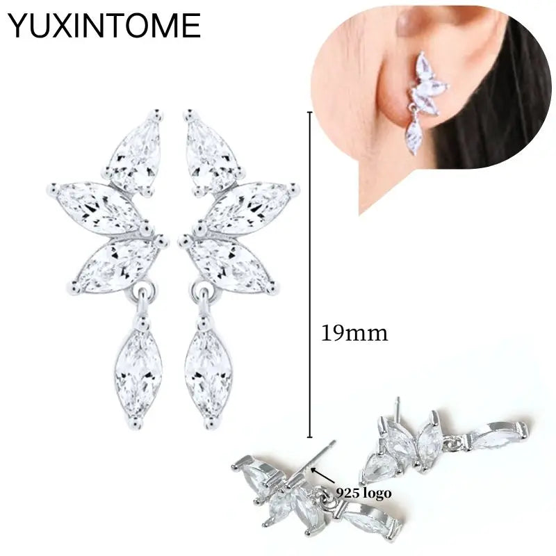 925 Sterling Silver Ear Needle Fashion Hoop Earrings White Crystal Luxury Women's Silver Earrings Wedding Women's Jewelry Gift Vera Lux