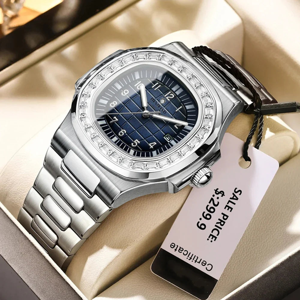 New Simple Digital Full Diamond Watch For Man Gifts Fashion Quartz Wristwatches Mens Automatic Watches Man Clock Montre Homme Vera Lux