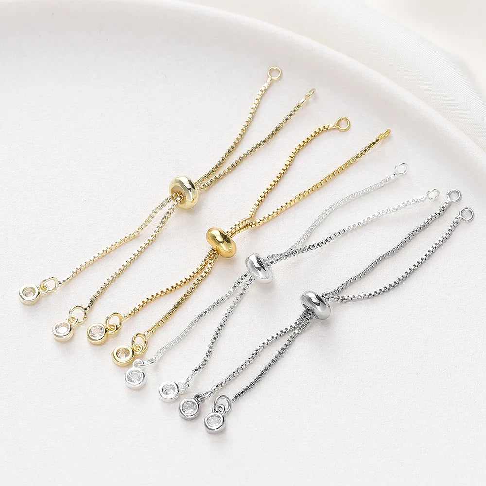 2/4pcs 5/7/12cm 14K/18K Gold Color Plated Brass Adjustable Slider Chains For DIY Bracelet Making Jewelry Making Accessories Vera Lux