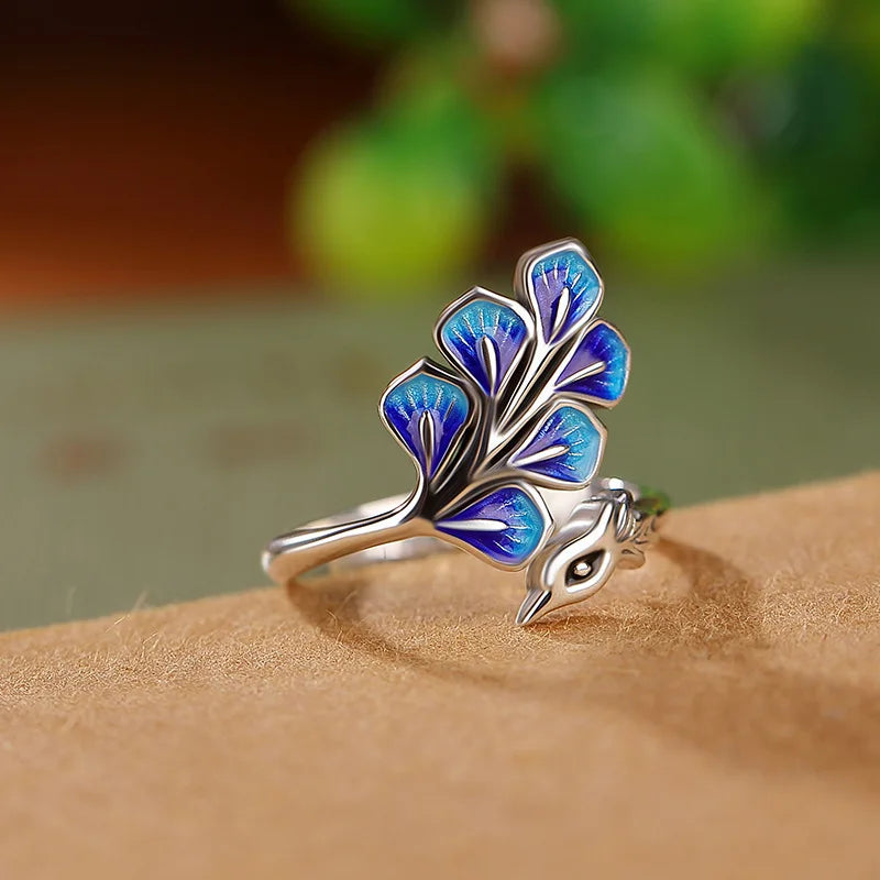925 Sterling Silver Blue Peacock Wedding Rings For Women Engagement Wedding Fine Jewelry Jewellery Women Wholesale Vera Lux
