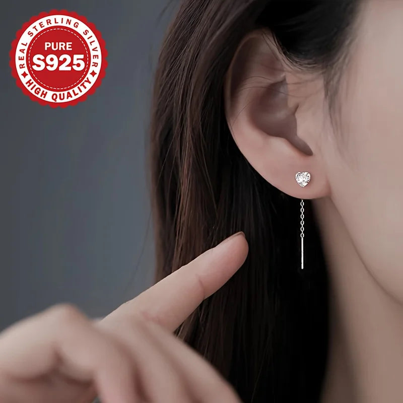 S925 Sterling Silver Long Dangle Earrings Pair Suitable for Daily Wear Valentine's Day Gift Women's Jewelry Low Allergy Vera Lux