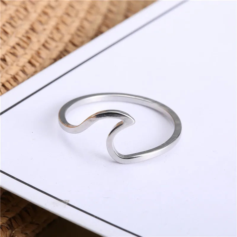 Fashion Simple Boho Jewelry Wave Stainless Steel Ring Women Bohemian Trending Products Women's Stainless Steel Jewelry Vera Lux