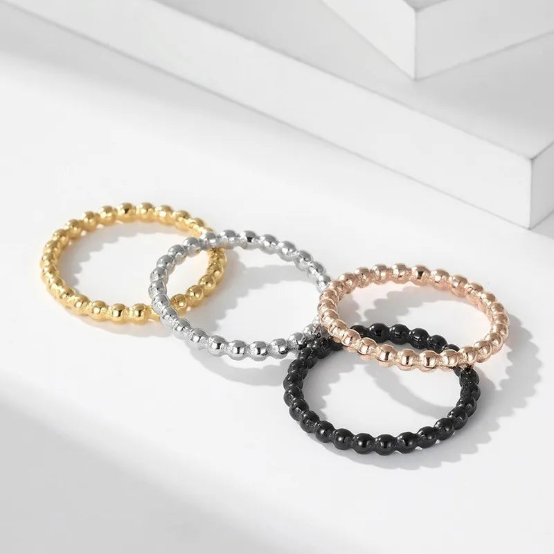 2mm Stainless Steel Stackable Ring Beads Eternity Band for Women Girl Size 5-11 Vera Lux