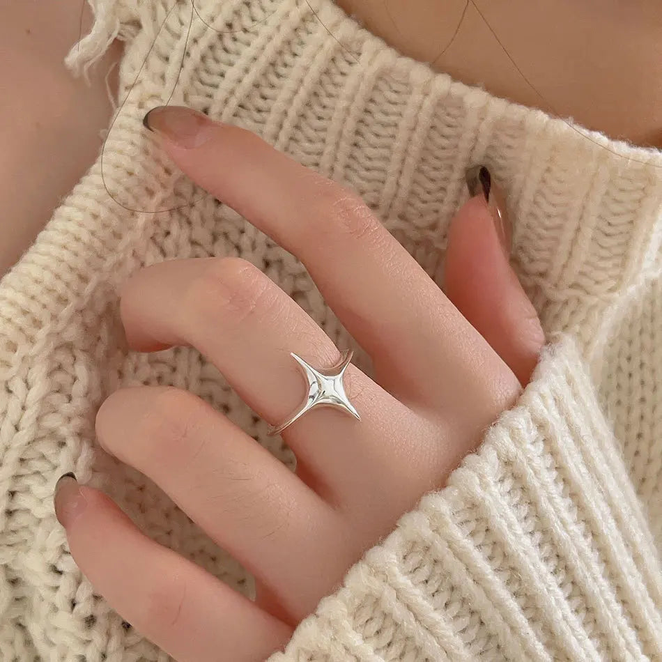 925 Sterling Silver Star Adjustable Rings For Women Wedding Vintage Luxury Jewelry Accessories Wholesale Jewellery Argent 925 Vera Lux