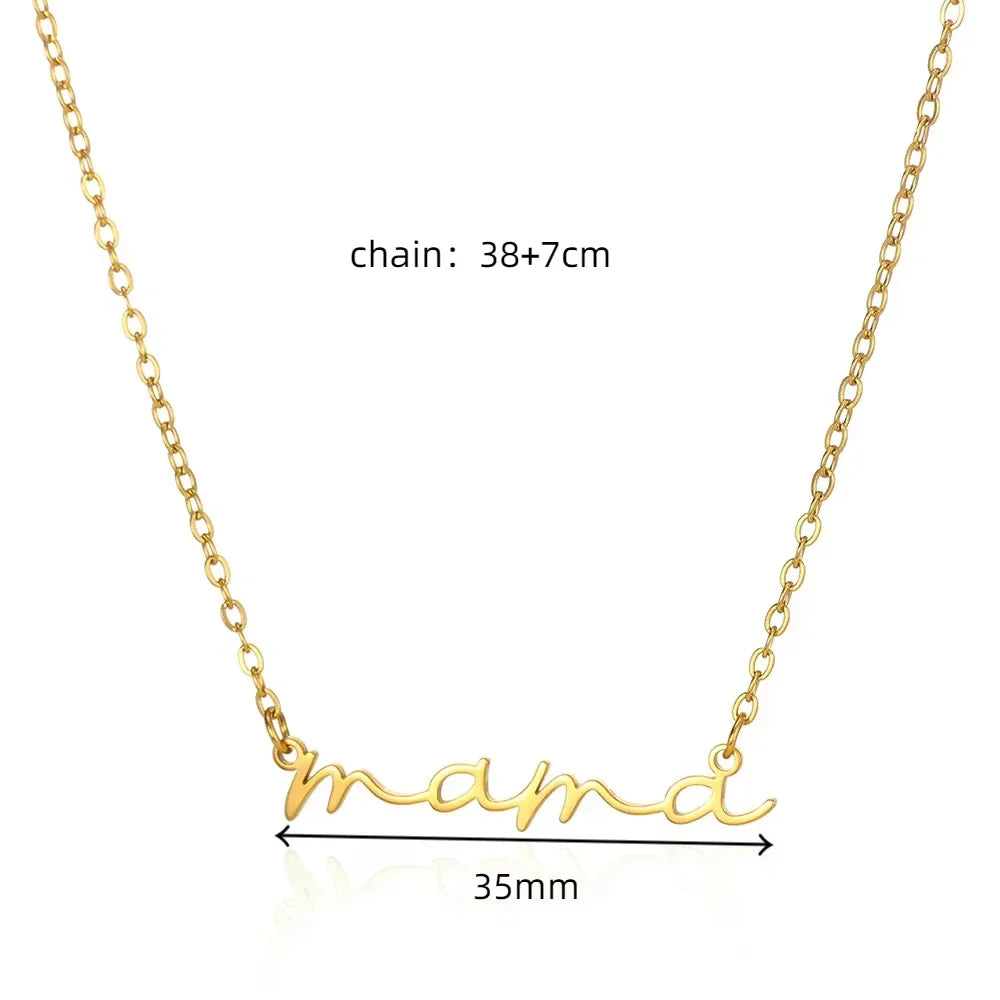 MAMA Pendent Necklaces for Women Gold Color Link Chain Stainless Steel Necklace 2025 Trend Female Choker Jewelry Gift Vera Lux