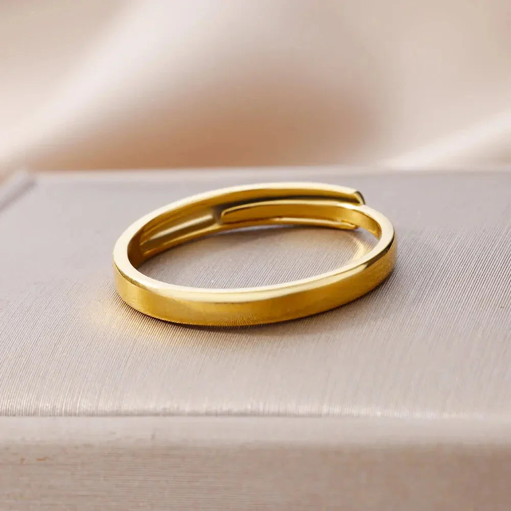 Minimalist Stainless Steel Rings For Women Gold Color Adjustable Finger Rings Fashion Wedding Waterproof Jewelry Gift Vera Lux