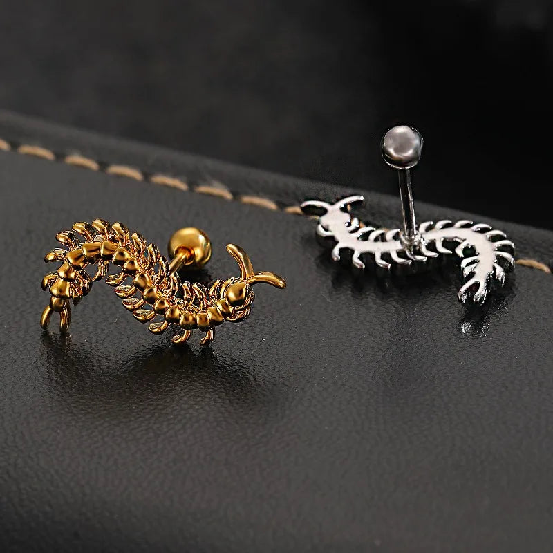 A Personalized Stainless Steel Centipede Earring, Trendy Men's and Women's Hip-hop Rock Avant-garde Jewelry Ear Studs Vera Lux