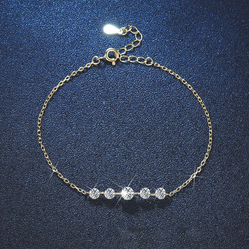 NeeTim Full Moissanite Bracelets for Women S925 Sterling Silver Lab Diamond Plated Gold Bracelet Wedding Birthday Party Jewelry Vera Lux