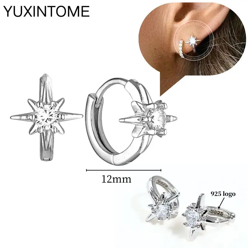 925 Sterling Silver Ear Needle Fashion Hoop Earrings White Crystal Luxury Women's Silver Earrings Wedding Women's Jewelry Gift Vera Lux