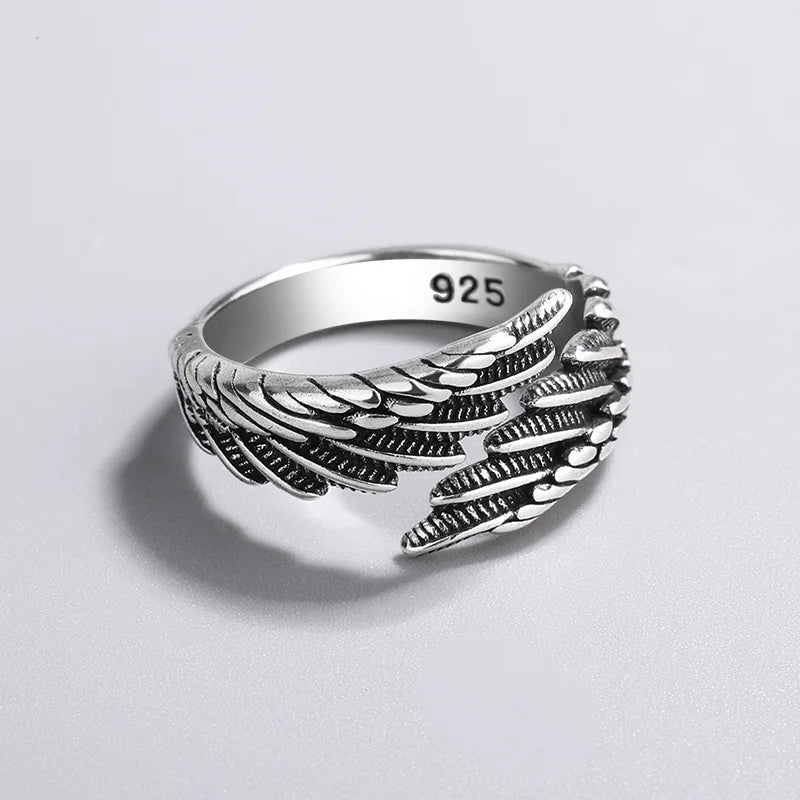 925 Sterling Silver Angel Wing Feather Adjustable Rings For Women Engagement Wedding Luxury Jewelry Accessories Jewellery Vera Lux