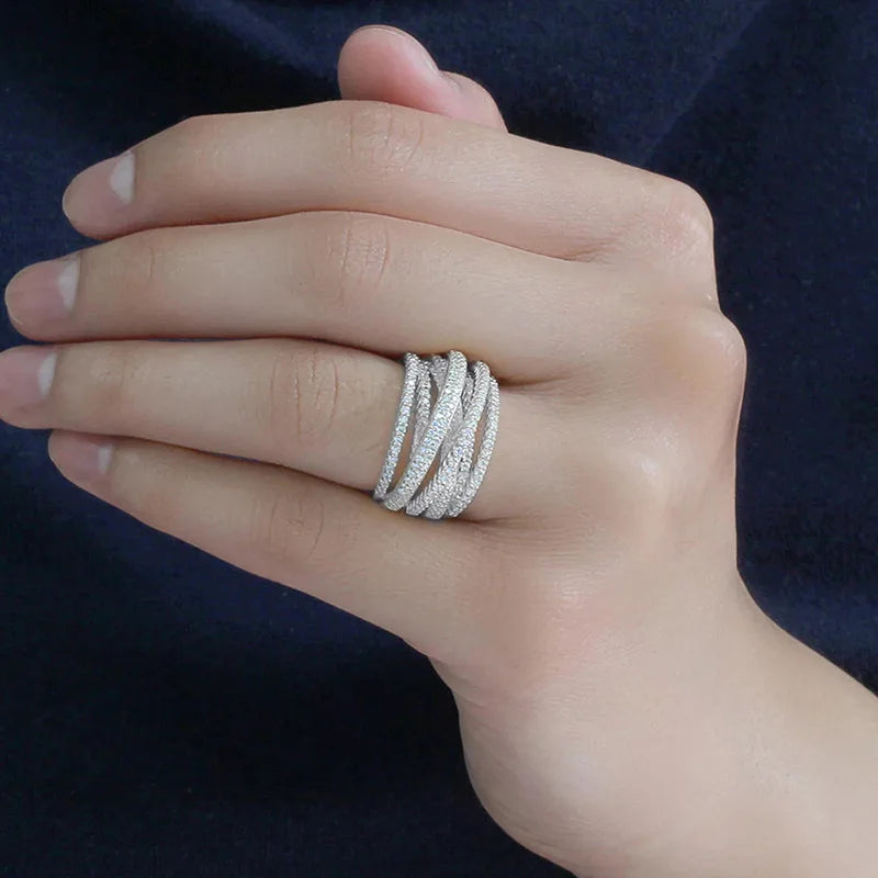 925 Sterling Silver Classic Vintage Line Wrap Zircon Ring For Women Party Luxury Fashion High Quality Fine Jewelry Hot Sales Vera Lux
