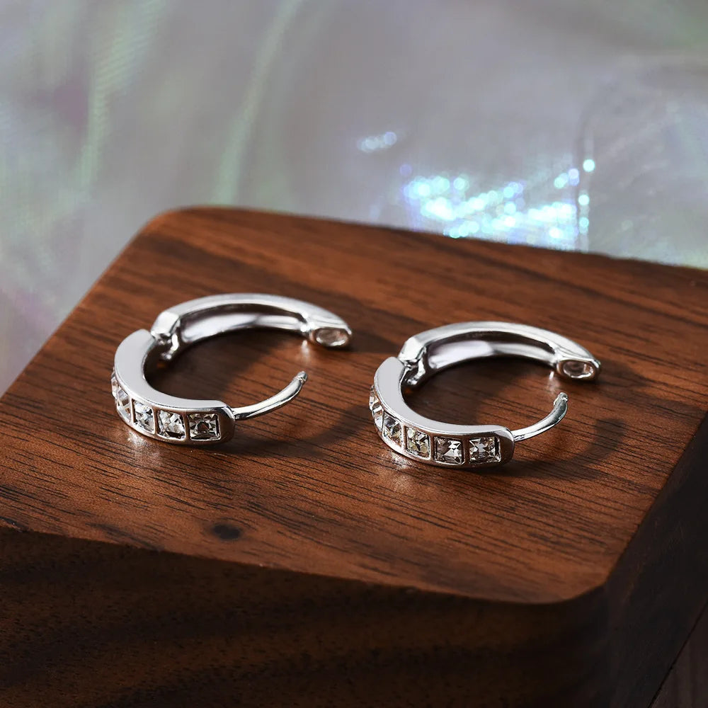 New 925 Sterling Silver Shining Zircon Earrings Women's Circle Round Earrings Fashionable Elegant Jewelry Birthday Party Gifts Vera Lux