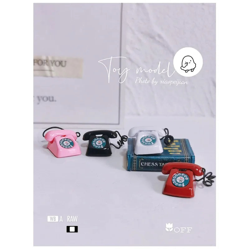 1:12 Home Decor Figurines Alloy Vintage Rotary Telephone Mini Retro Phone Model Miniature Phone Dollhouse Baby House Accessories Perfecsy