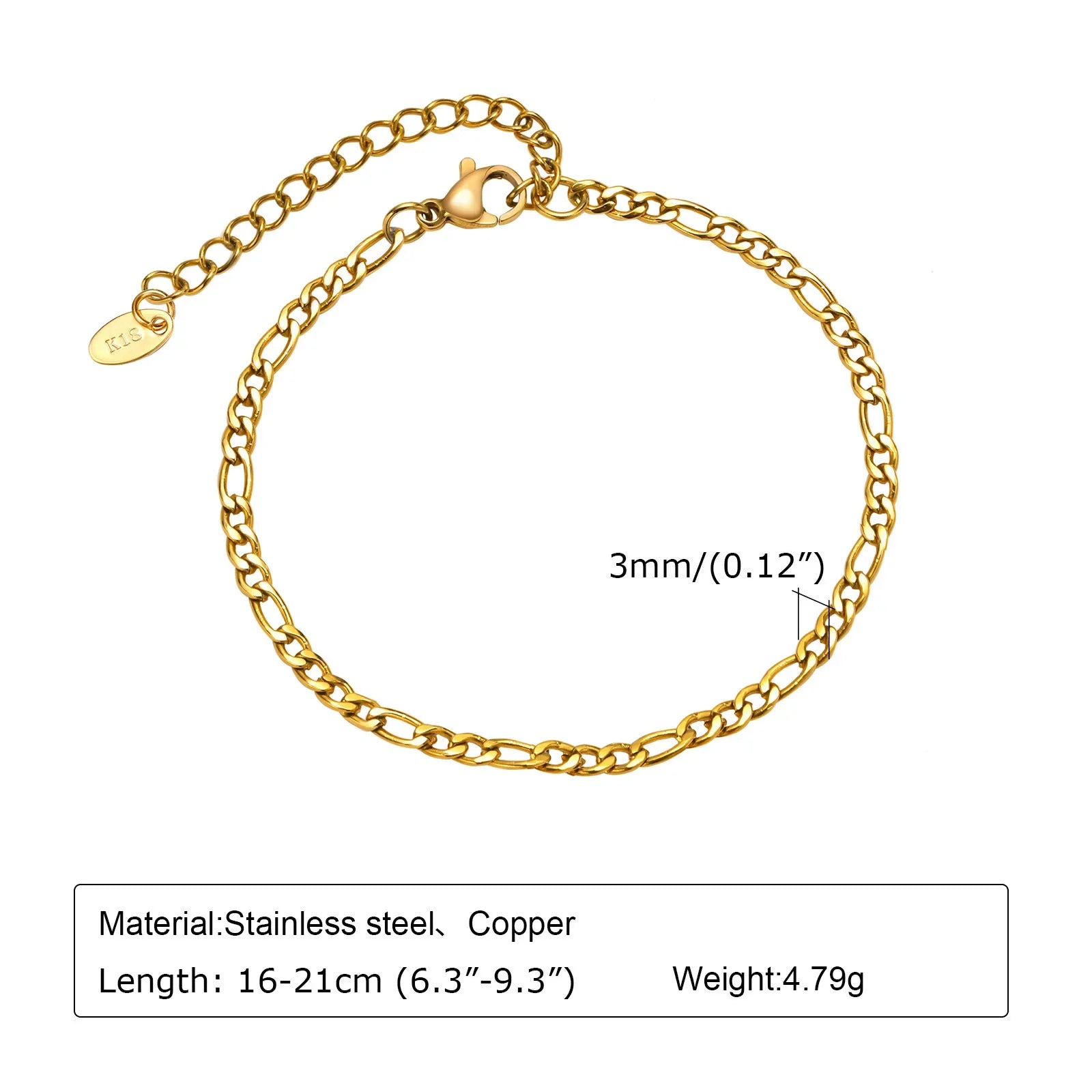 Waterproof Stainless Steel Chain Bracelets For Women , Gold Plated Fashion Stackable Link Bracelet Gifts Vera Lux