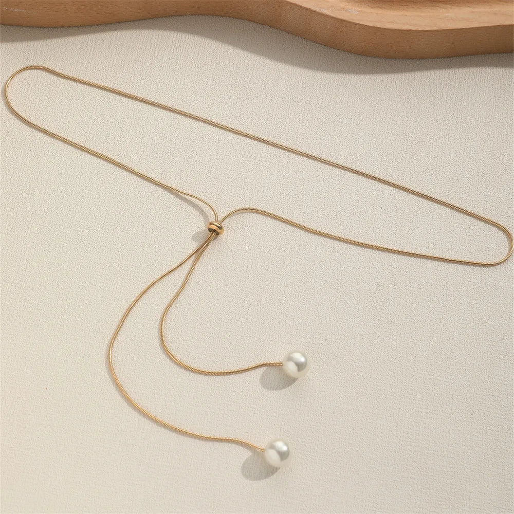 Fashion Imitation Pearls Necklace For Women Gold & Silver Color Adjustable Chain Choker Girls Simple Party Jewelry Accessories Vera Lux