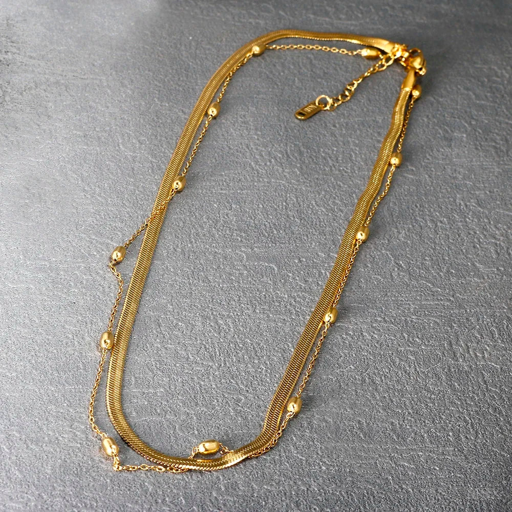 Stainless Steel Vintage Textured Delicate Necklace Vera Lux