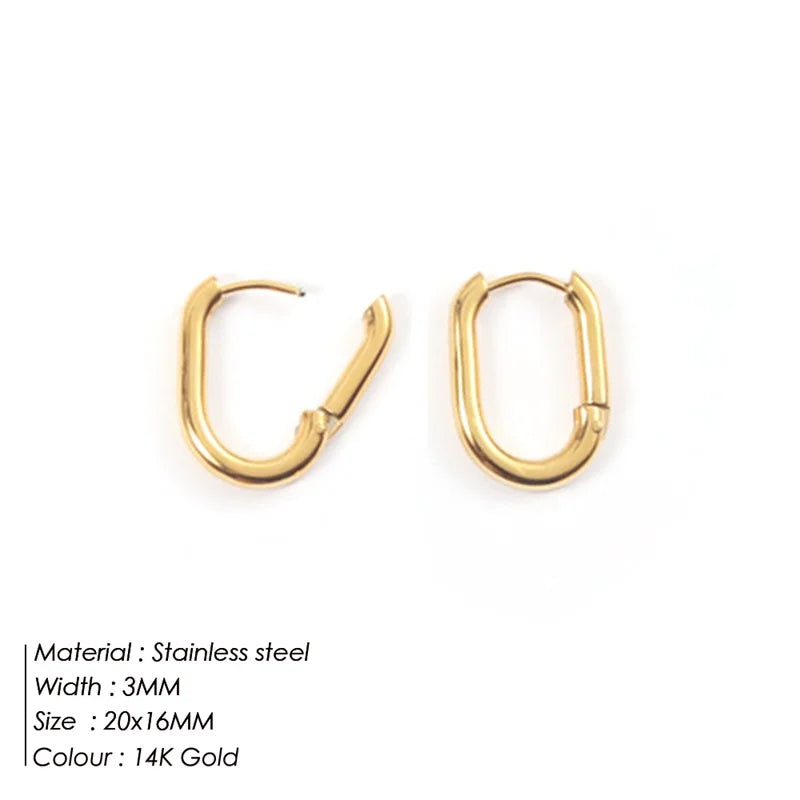 Stainless Steel Prevent Allergy Stud Earrings France Fashion Vintage Handmade U-Shape Circle Bride Jewelry Gifts Vera Lux