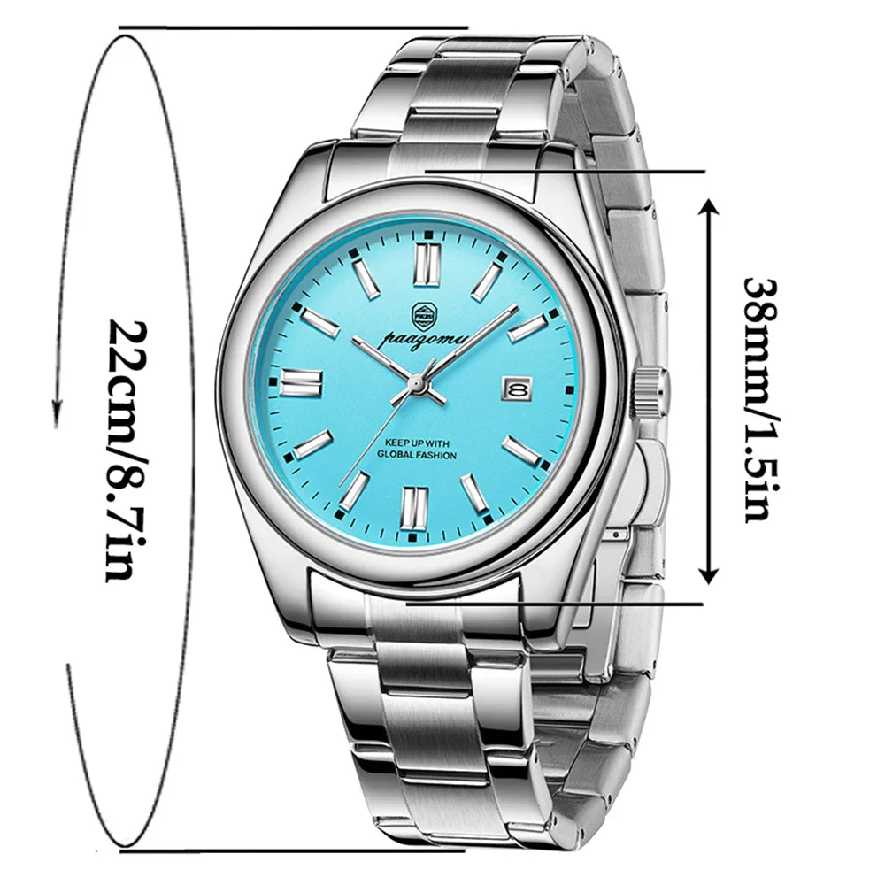 PAAZOMU Classic Casual Quartz Watch Men Waterproof Luminous Dial Business Dress Wristwatch Comfortable Band Analog Display Gift Vera Lux