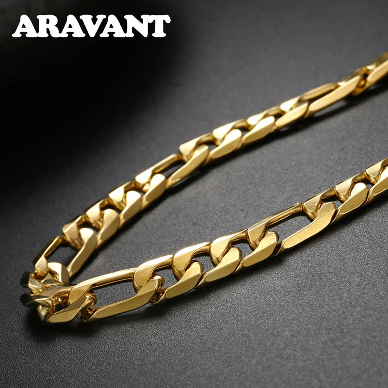 Aravant 925 Silver 18K Gold 8mm Necklace Chains For Men Women Fashion Jewelry Vera Lux