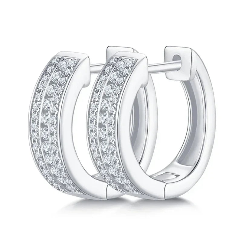 NeeTim Hoops s925 Sterling Silver Full Real Moissanite Earrings Women Sparkling Dimoand Earring Jewelry Gift Certificate Vera Lux