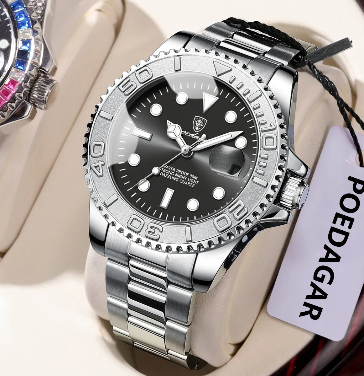 POEDAGAR Top Luxury Man Watch Waterproof Luminous Date Men Watch Stainless Steel Male Clock Sports Fashion Men's Quartz Watches Vera Lux