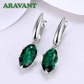 Aravant 925 Silver Oval Green Zircon Drop Earring For Women Fashion Wedding Jewelry Vera Lux