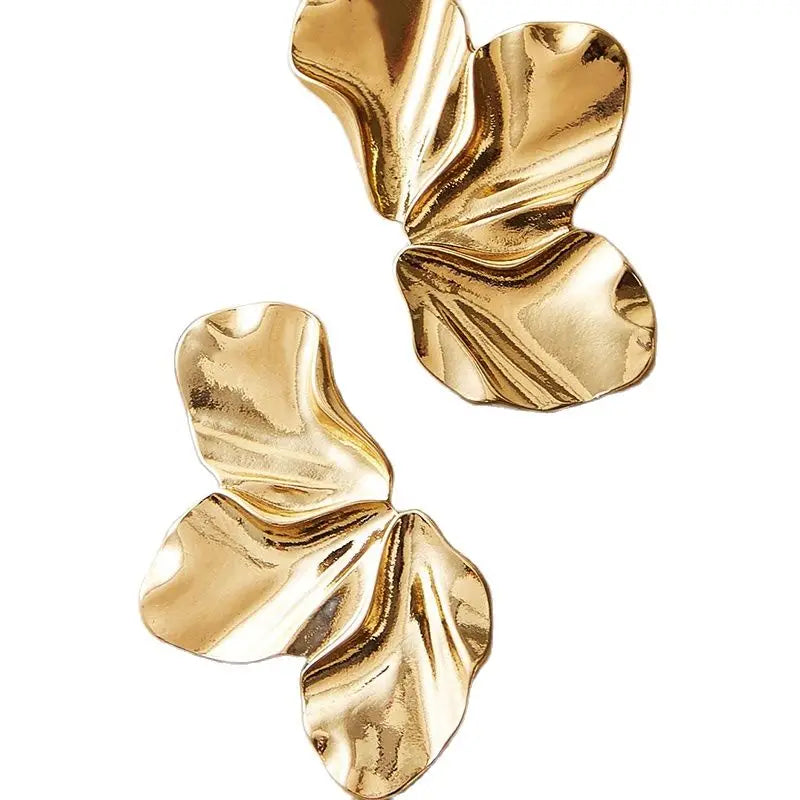 Obega Geometric Fuchsia Stone Earrings  Warm Gold Color Flower Shape Women Earring Stud Party Beach Jewelry For Girls Vera Lux