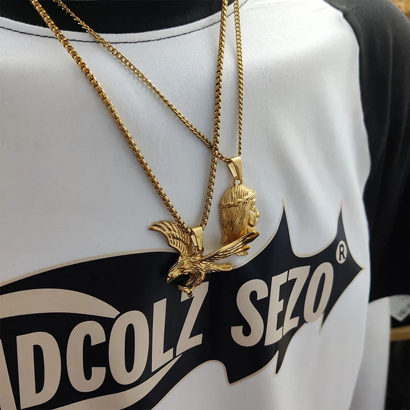 18K Gold Plated Stainless Steel Eagle Pendant, Eye catching, Must - have for Hip Hop Lovers, Suits Nightclubs & Casual Outfits Vera Lux