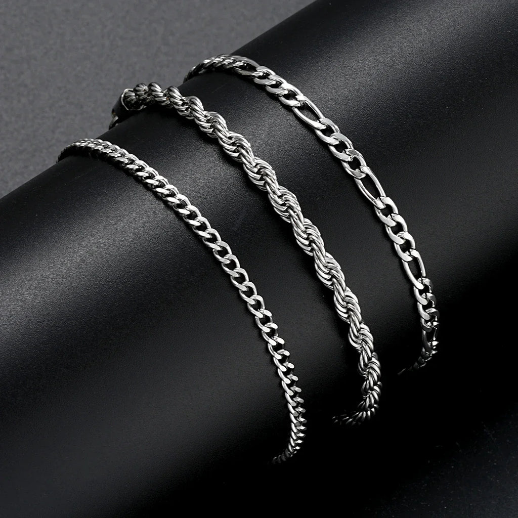 3pcs/set Stainless Steel Punk Cuban Chain Bracelet for Men Minimalist Silver Color Hip Hop Bracelet Party Fashion Jewelry Gifts Vera Lux