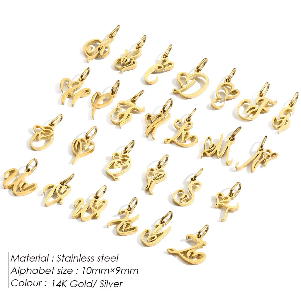 SUNIBI Heart Art Initial Alphabet Pendant DIY Name Customized Birthday Gift Stainless Steel Women Fashion Jewelry A-Z Wholesale Vera Lux