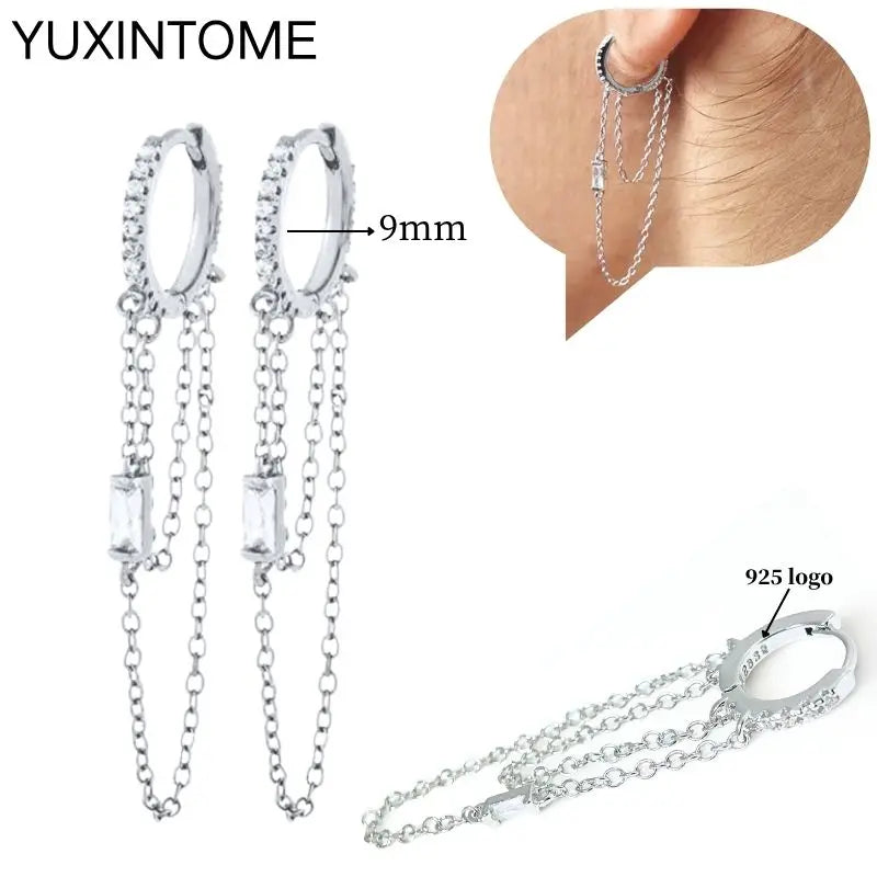 925 Sterling Silver Ear Needle Fashion Hoop Earrings White Crystal Luxury Women's Silver Earrings Wedding Women's Jewelry Gift Vera Lux