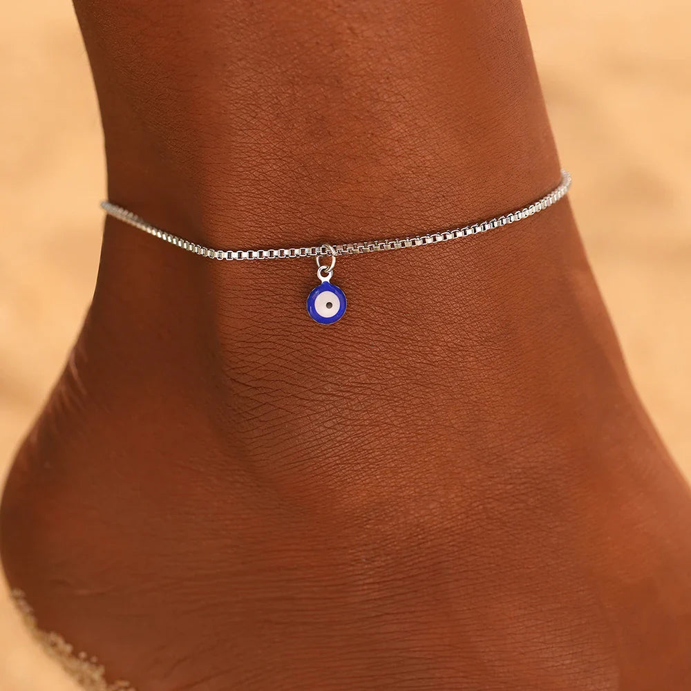 Stainless Steel anklet New personalized design Designs Acrylic Blue Eye Pendant subtlety anklet For Women Jewelry Party Gifts Vera Lux