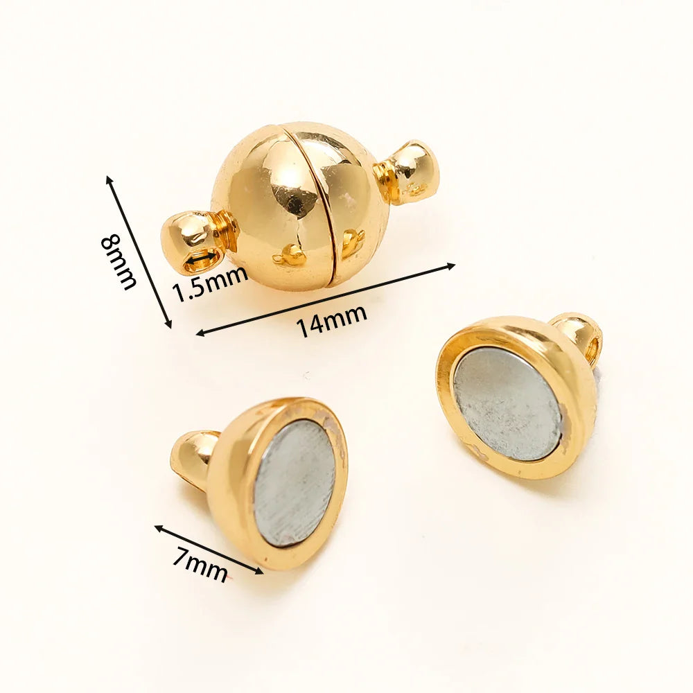 4/6pcs/pack 8*14MM 14K/18K Gold Plated Brass Magnetic Bracelet Clasp Beads for Handmade DIY Jewelry Making Accessories Vera Lux