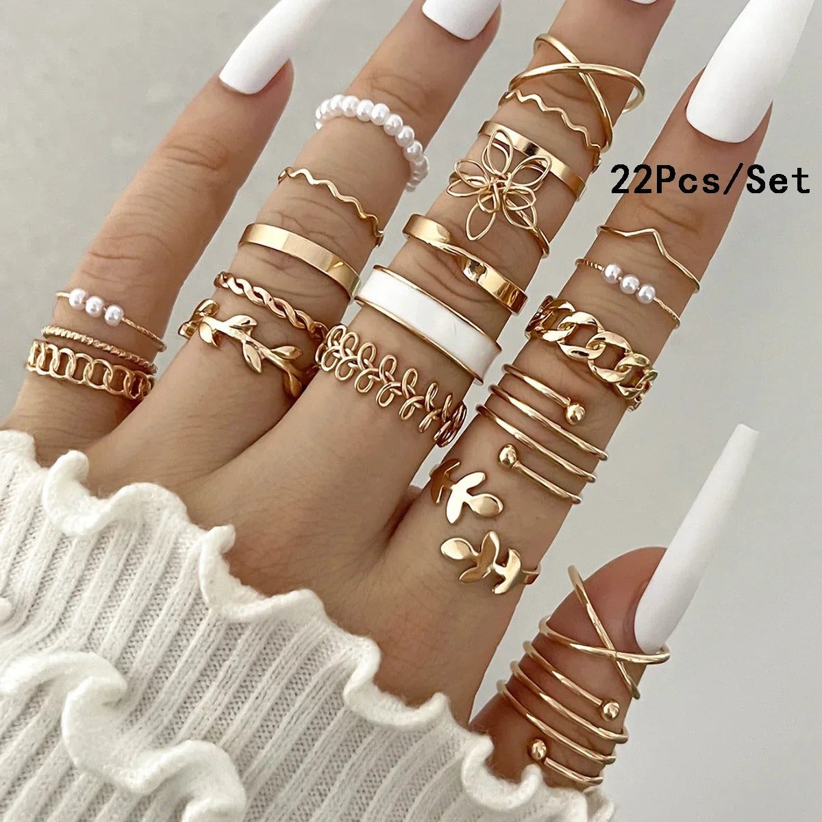 28Pcs Fashion Geometric Knuckle Rings Set For Women Crystal Heart Gold Silver Color Rings Girls  Party Jewelry Accessories Vera Lux