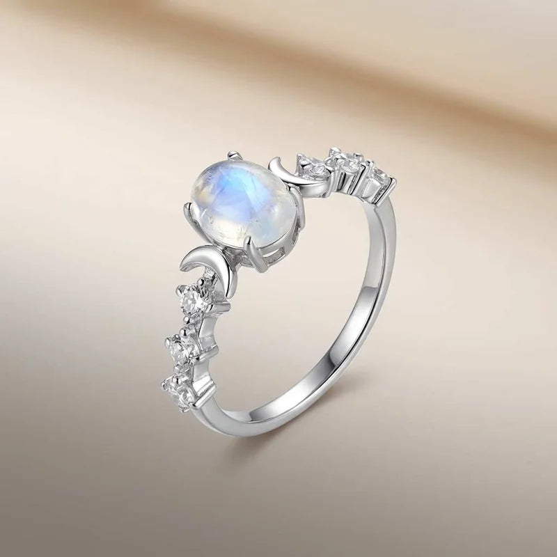 925 Sterling Silver Sparkling Zircon Vintage Oval Rings for Women Sun Moon Glowing Design Ring Party High Quality Fine Jewelry Vera Lux