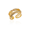Zircon Twist Chain Open Rings For Women Stainless Steel Geometric Twist Wrapped Adjustable Ring Wedding Aesthetic Jewelry Gift Vera Lux