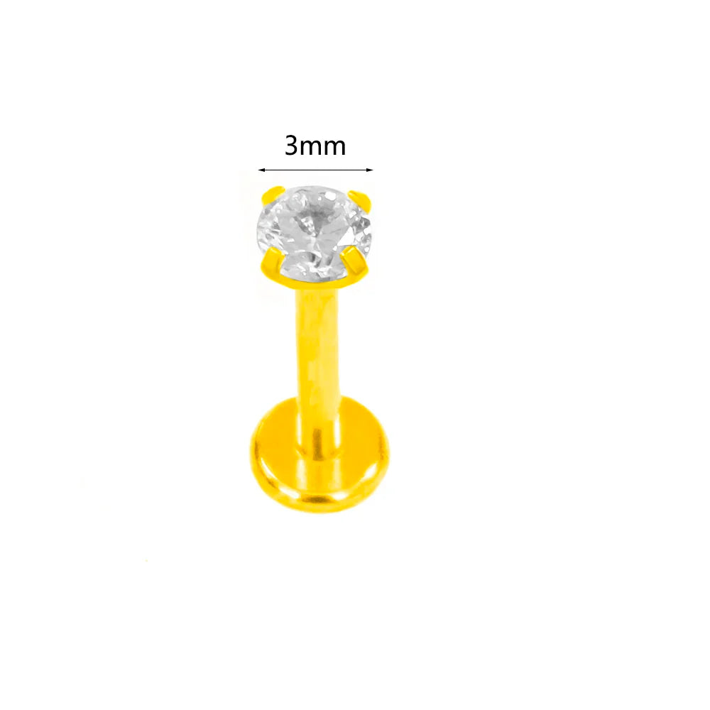 100% 316L Surgical Steel Flower Labret Piercing Butterfly Bee Tragus Snake Cartilage Helix Flat Back CZ Earrings Body Jewelry Vera Lux